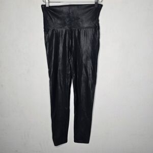 Spanx Black Faux Leather Shiny Leggings Skinny Women's Large L